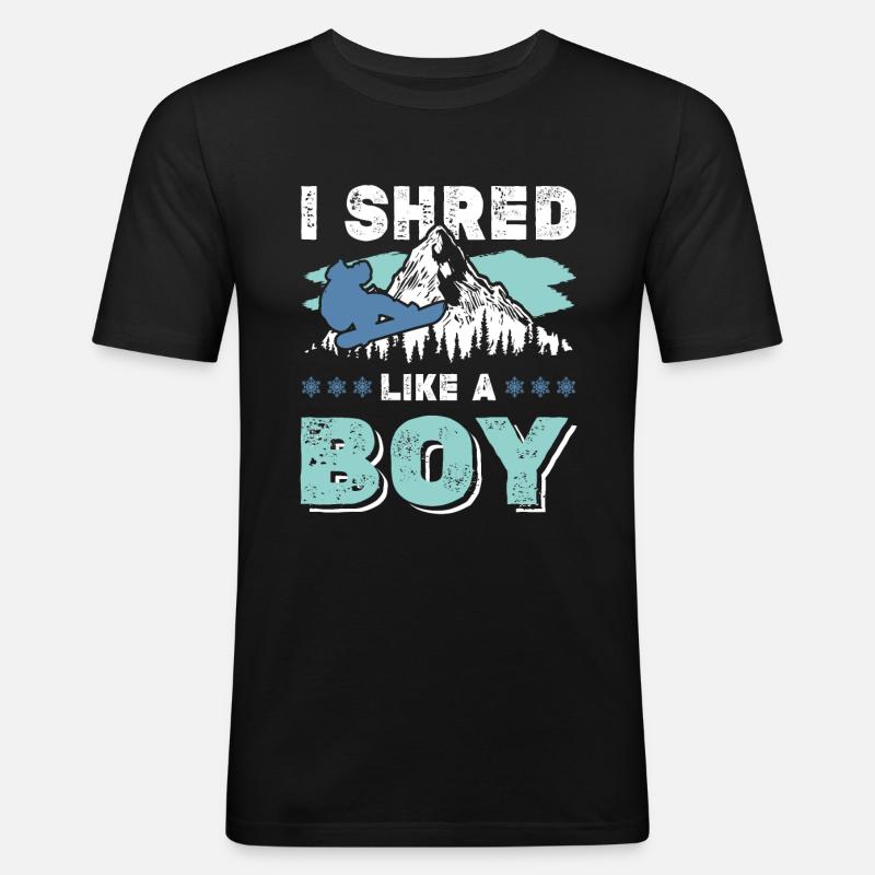 snowboarding junge - Männer Slim Fit T-Shirt - Schwarz