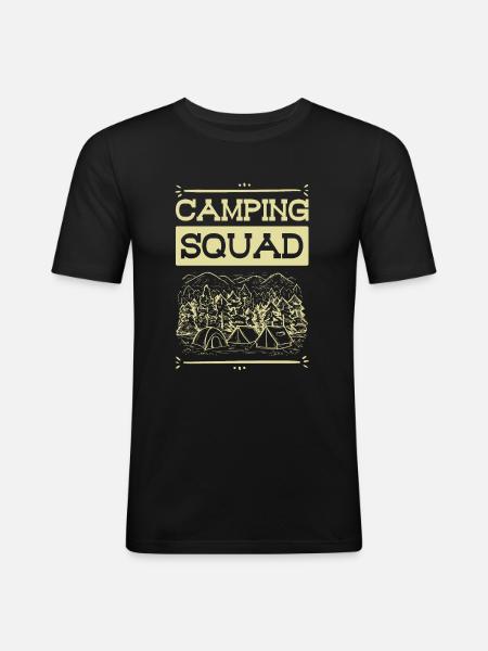 Camping Squad - Männer Slim Fit T-Shirt - Schwarz