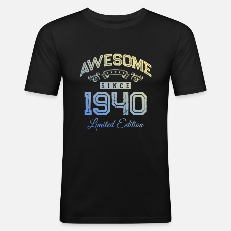 1940 awesome since - Männer Slim Fit T-Shirt - Schwarz