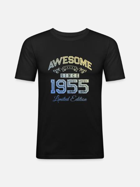 1955 awesome since - Men's Slim Fit T-Shirt - black