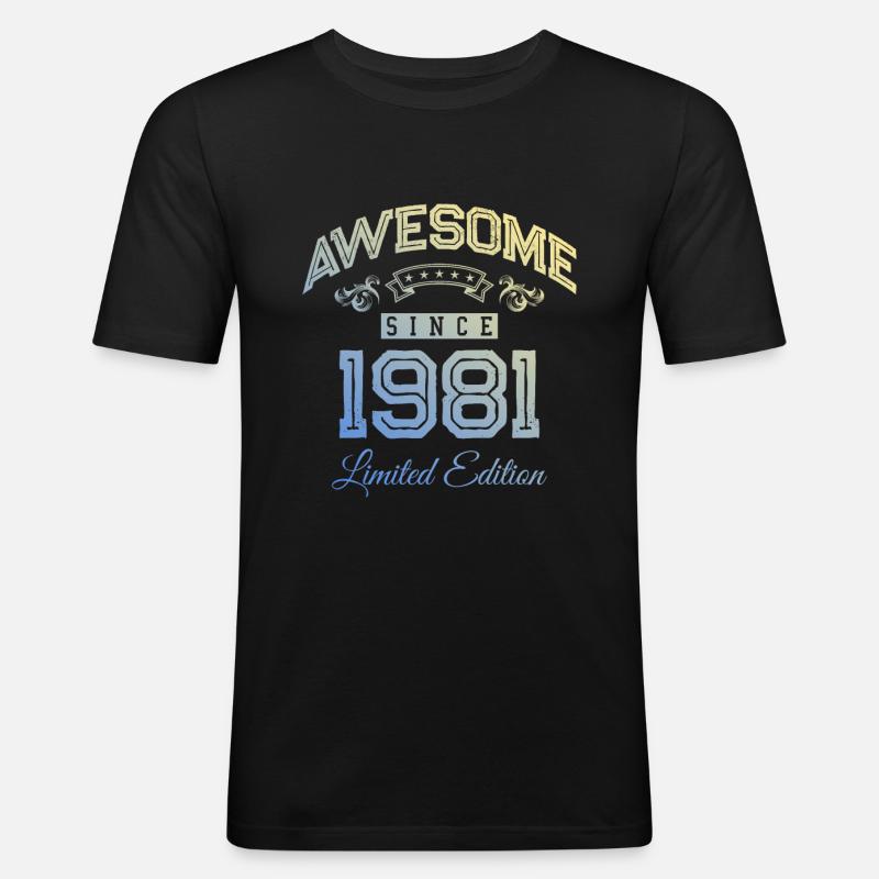 1981 awesome since - Männer Slim Fit T-Shirt - Schwarz