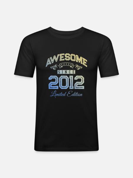 2012 awesome since - Men's Slim Fit T-Shirt - black