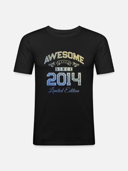 2014 awesome since - Men's Slim Fit T-Shirt - black