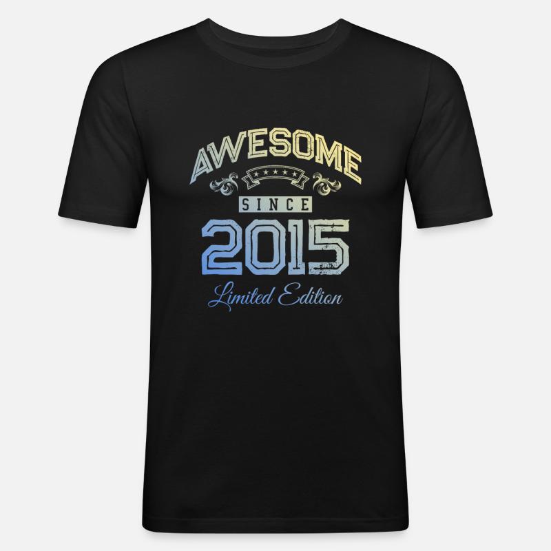 2015 awesome since - Männer Slim Fit T-Shirt - Schwarz