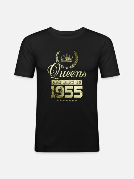 Queens born in 1955 - Men's Slim Fit T-Shirt - black