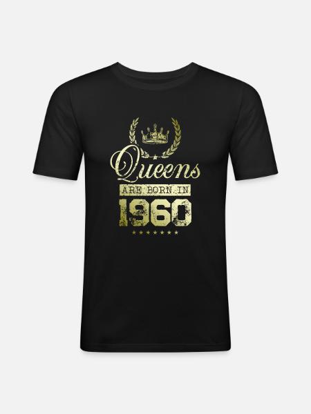 Queens born in 1960 - Men's Slim Fit T-Shirt - black