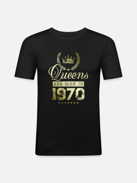 Queens born in 1970 - Men's Slim Fit T-Shirt - black