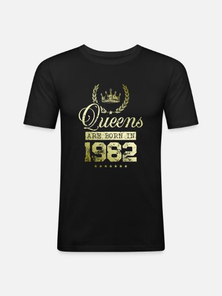 Queens born in 1982 - Men's Slim Fit T-Shirt - black