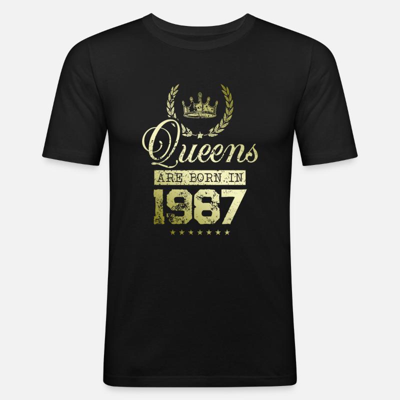 Queens born in 1987 - Männer Slim Fit T-Shirt - Schwarz