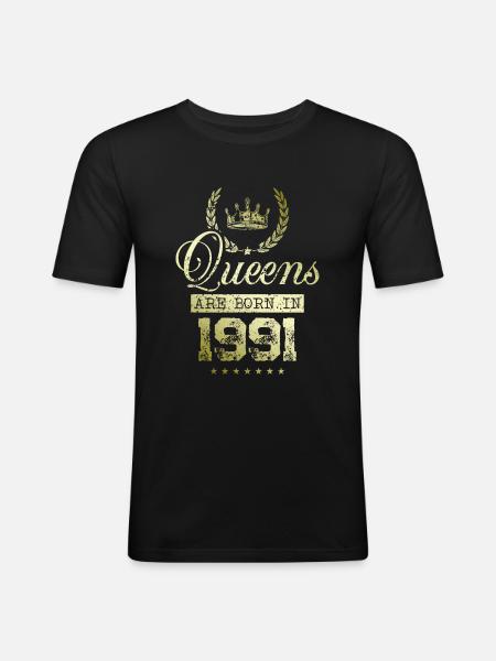 Queens born in 1991 - Men's Slim Fit T-Shirt - black