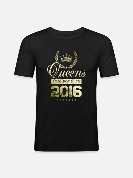 Queens born in 2016 - Men's Slim Fit T-Shirt - black
