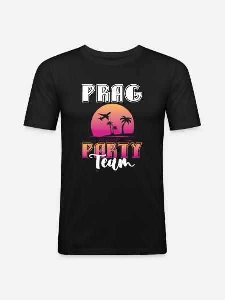 Prag Party Team - Männer Slim Fit T-Shirt - Schwarz
