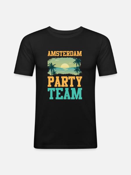 Équipe de fête d'Amsterdam - T-shirt près du corps Homme - noir