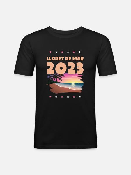 lloret de mar 2023 - Men's Slim Fit T-Shirt - black