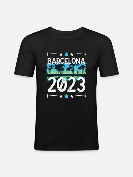 Barcelona 2023 - Männer Slim Fit T-Shirt - Schwarz