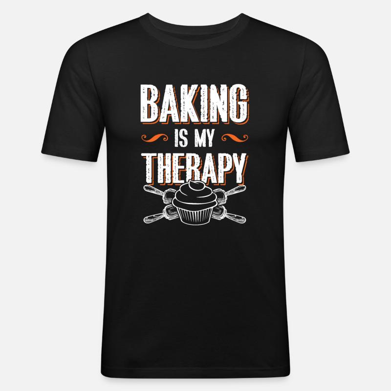 therapie backen bäcker - Männer Slim Fit T-Shirt - Schwarz