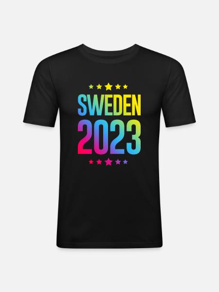 Schweden 2023 - Männer Slim Fit T-Shirt - Schwarz
