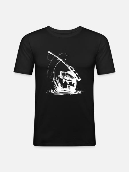 Fischen Symbol Fisch Angeln - Männer Slim Fit T-Shirt - Schwarz