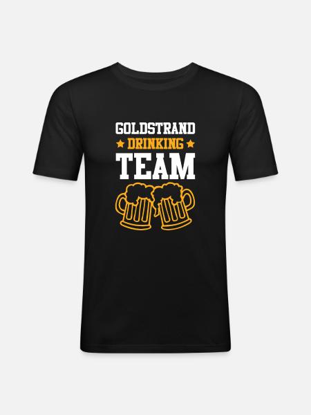 Goldstrand Drinking Team - Männer Slim Fit T-Shirt - Schwarz