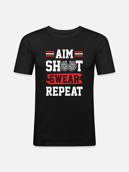dart shoot swear repeat - Men's Slim Fit T-Shirt - black