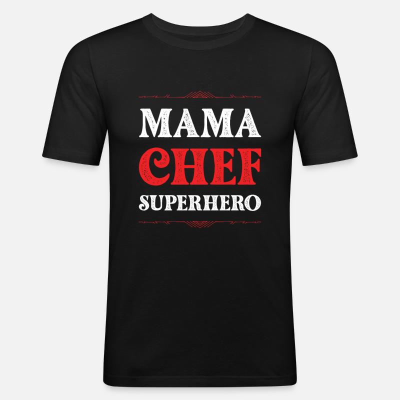 Mama Chef Superheld Mutter - Männer Slim Fit T-Shirt - Schwarz