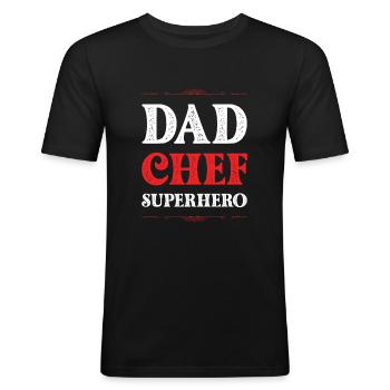 Dad Chef Superheld Papa - Men's Slim Fit T-Shirt - black - Front - Nik (191cm)