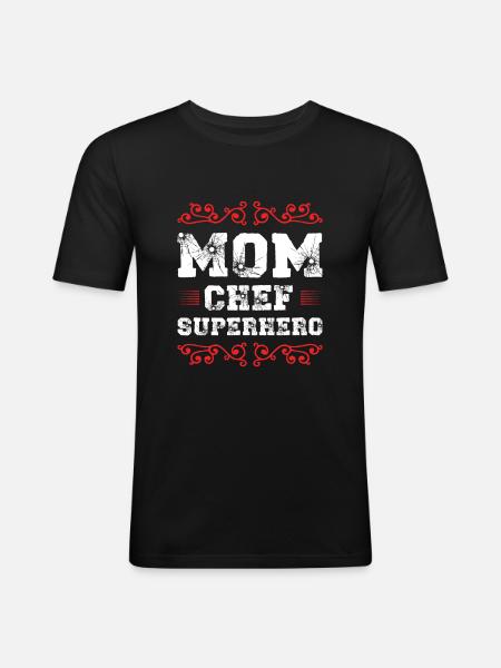 Mom Chef Superheld Mama - Männer Slim Fit T-Shirt - Schwarz