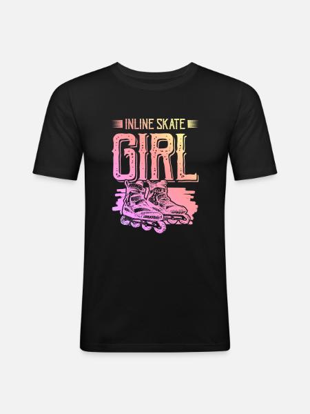 skate inline mädchen - Männer Slim Fit T-Shirt - Schwarz