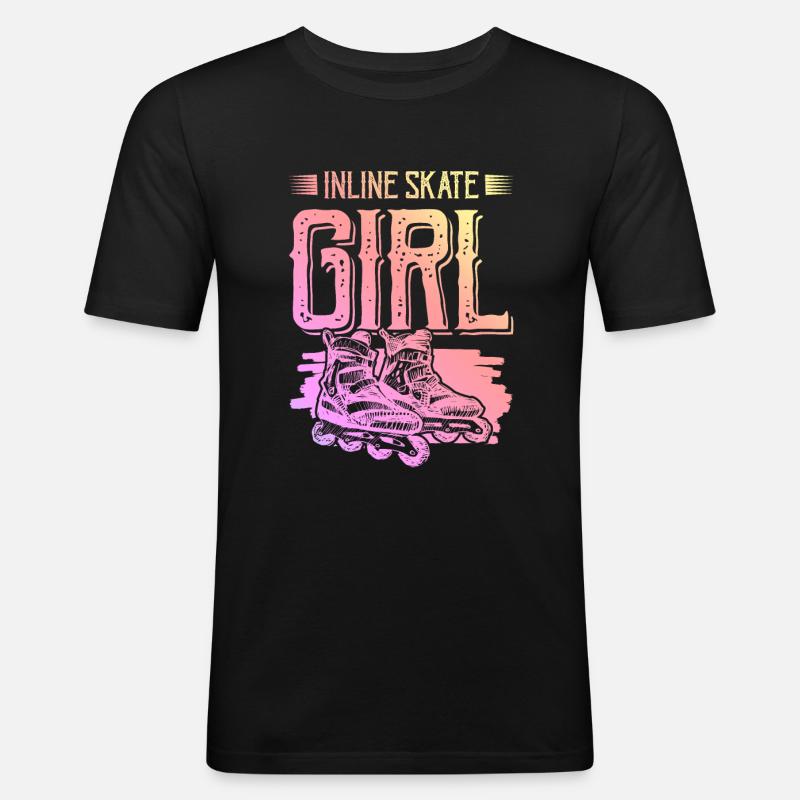 skate inline mädchen - Männer Slim Fit T-Shirt - Schwarz