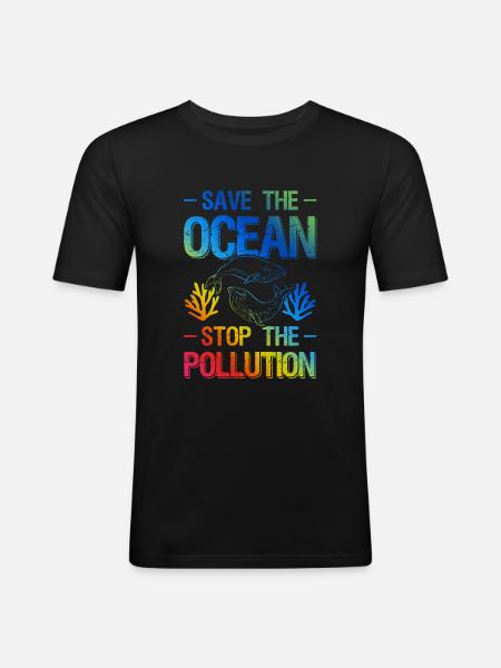 Save the Ocean Stop Protection - Men's Slim Fit T-Shirt - black