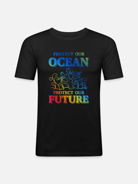 save the ocean - Men's Slim Fit T-Shirt - black