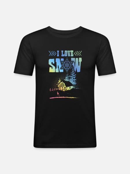 Ich liebe Schnee - Männer Slim Fit T-Shirt - Schwarz