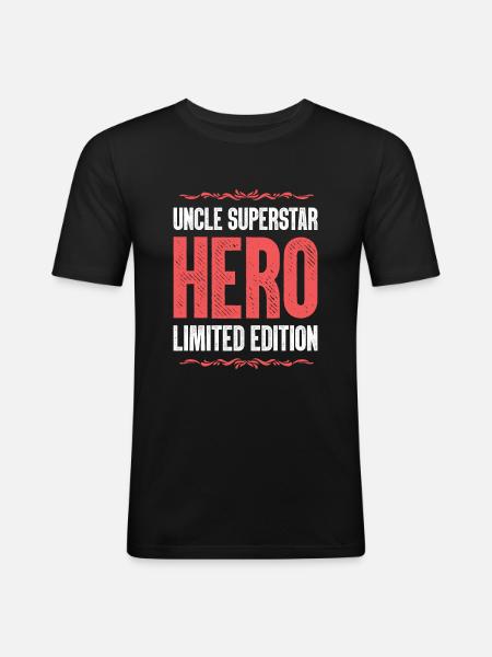 Best Uncle Hero Saying - Men's Slim Fit T-Shirt - black