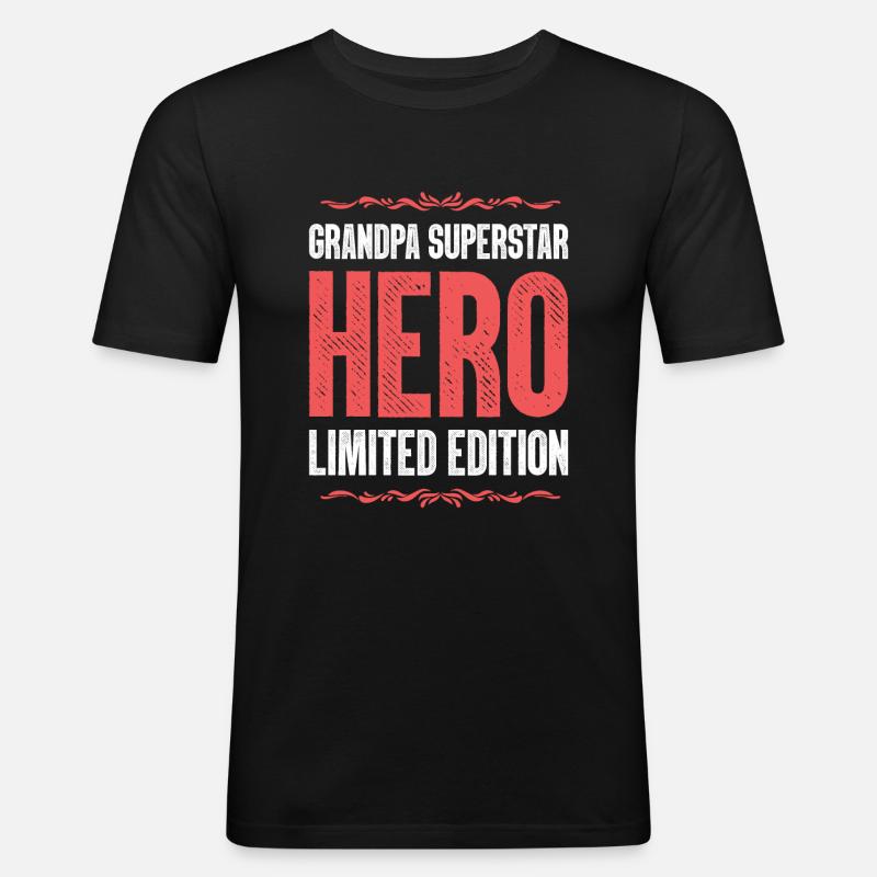 Bester Opa Held Spruch - Männer Slim Fit T-Shirt - Schwarz