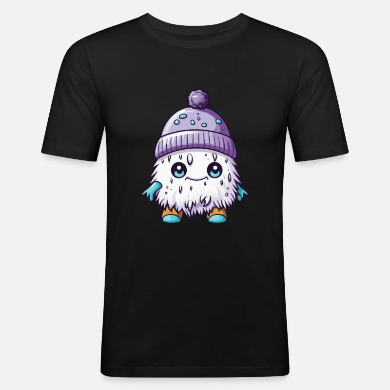 Winter Eskimo Comic Winterlich - Männer Slim Fit T-Shirt - Schwarz