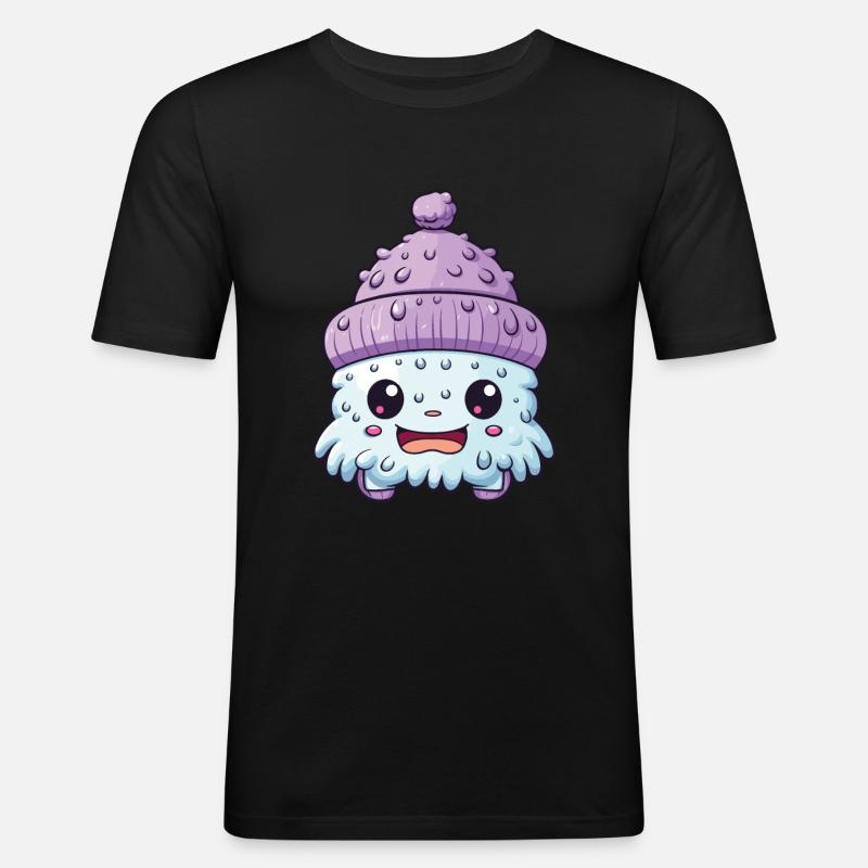 Winter Eskimo Comic Winterlich - Männer Slim Fit T-Shirt - Schwarz