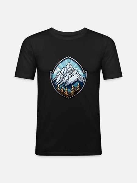Berge Symbol Wappen - Männer Slim Fit T-Shirt - Schwarz