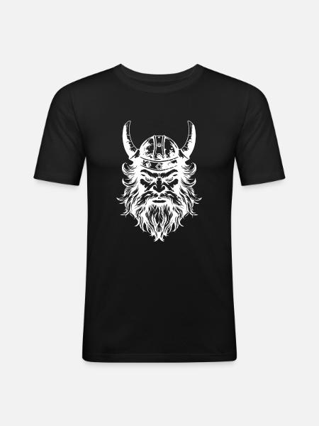 Viking Head Helmet - Men's Slim Fit T-Shirt - black