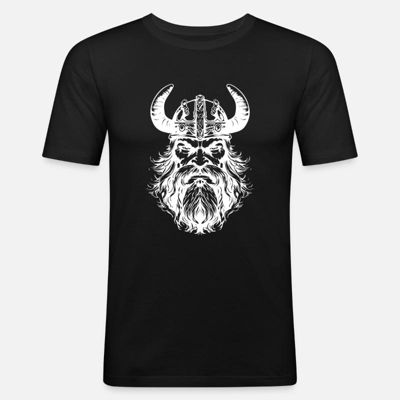 Wikinger Helm Valhalla - Männer Slim Fit T-Shirt - Schwarz