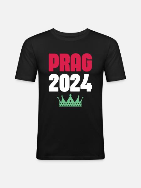 Prag 2024 Urlaub - Männer Slim Fit T-Shirt - Schwarz