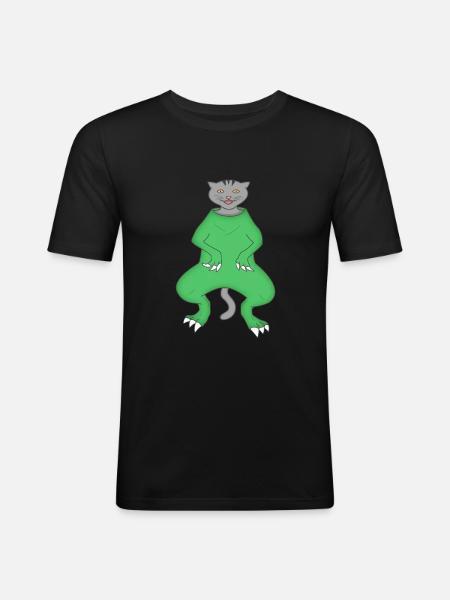 Cat disguise dinosaur - Men's Slim Fit T-Shirt - black