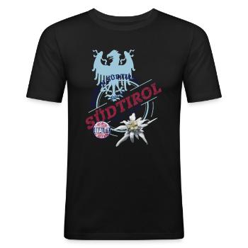 SÜDTIROL - Männer Slim Fit T-Shirt - Schwarz - Vorne - Nik (191cm)