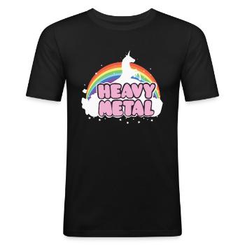 Heavy Metal Einhorn Musik Ella Lopez Geschenk - Männer Slim Fit T-Shirt - Schwarz - Vorne - Nik (191cm)