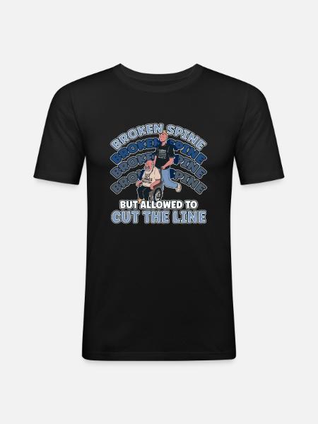 Handicap Wheelchair Design for an Amputation - Men's Slim Fit T-Shirt - black