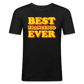 Francesco Prénom Drôle Cadeau - T-shirt près du corps Homme - noir - Devant - Nik (191cm)