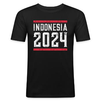Jours fériés Indonésie 2024 - T-shirt près du corps Homme - noir - Devant - Nik (191cm)