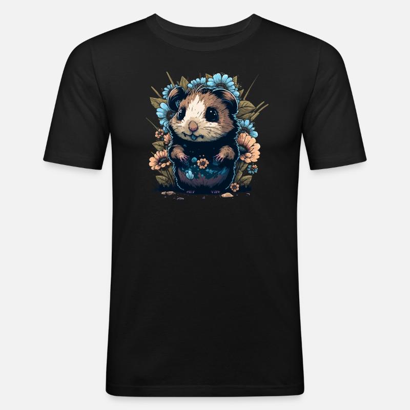 Drôle de cochon d’Inde - T-shirt près du corps Homme - noir