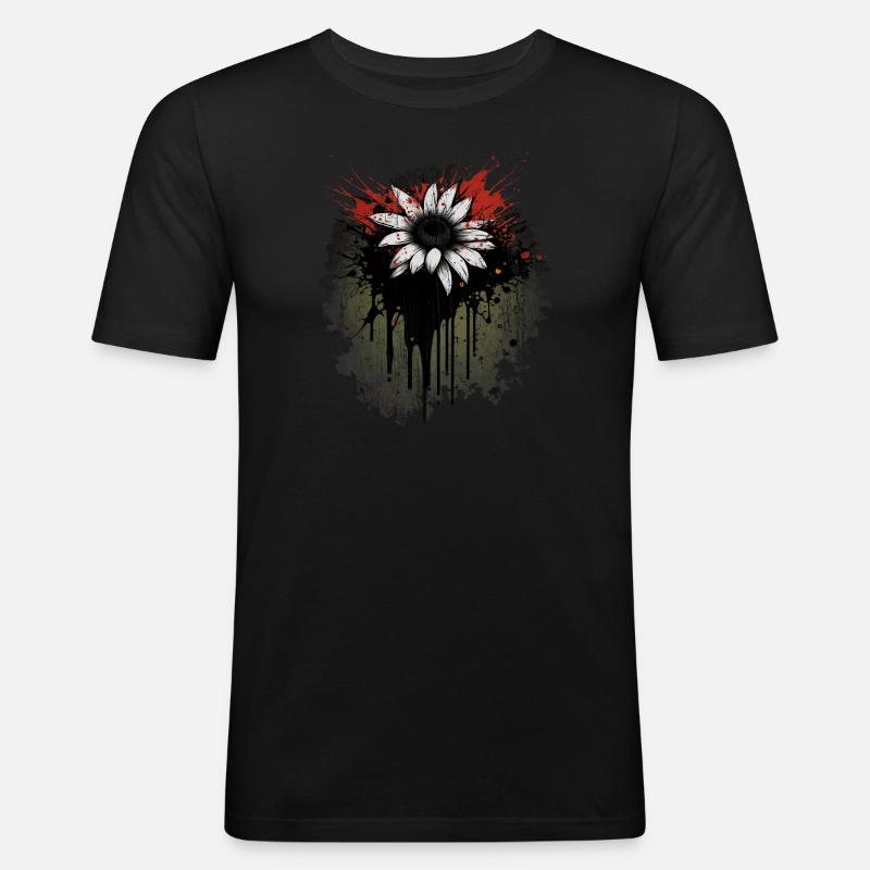Gänseblümchen - Männer Slim Fit T-Shirt - Schwarz