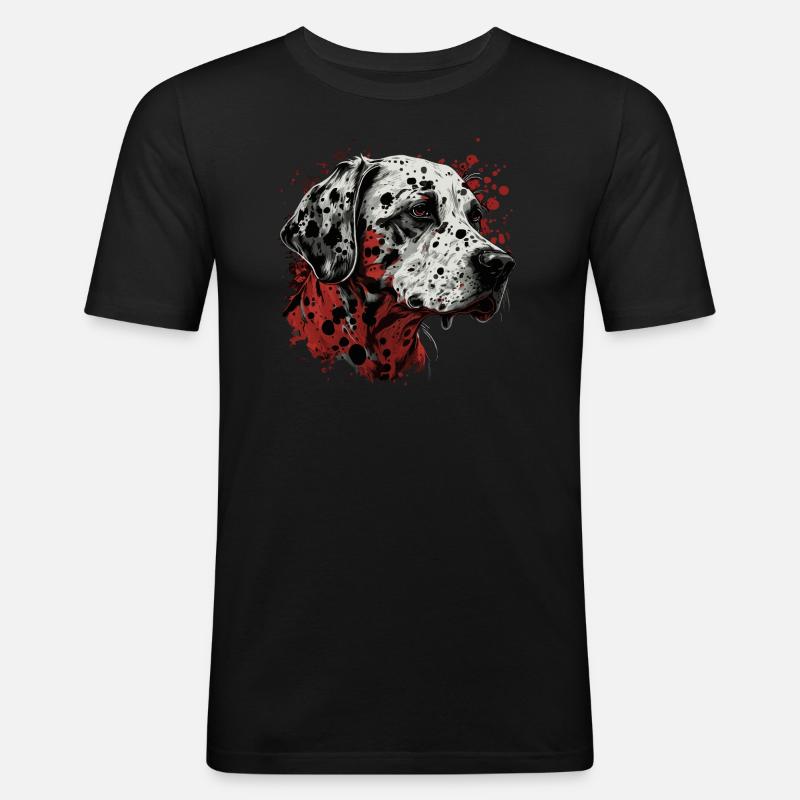 Dalmatiner - Männer Slim Fit T-Shirt - Schwarz