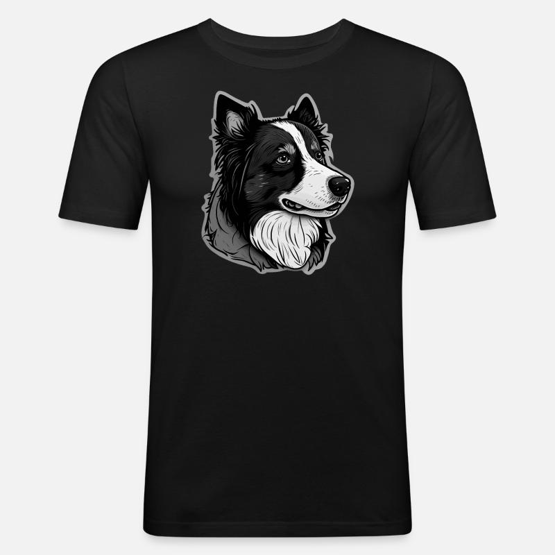 Border Collie - Männer Slim Fit T-Shirt - Schwarz